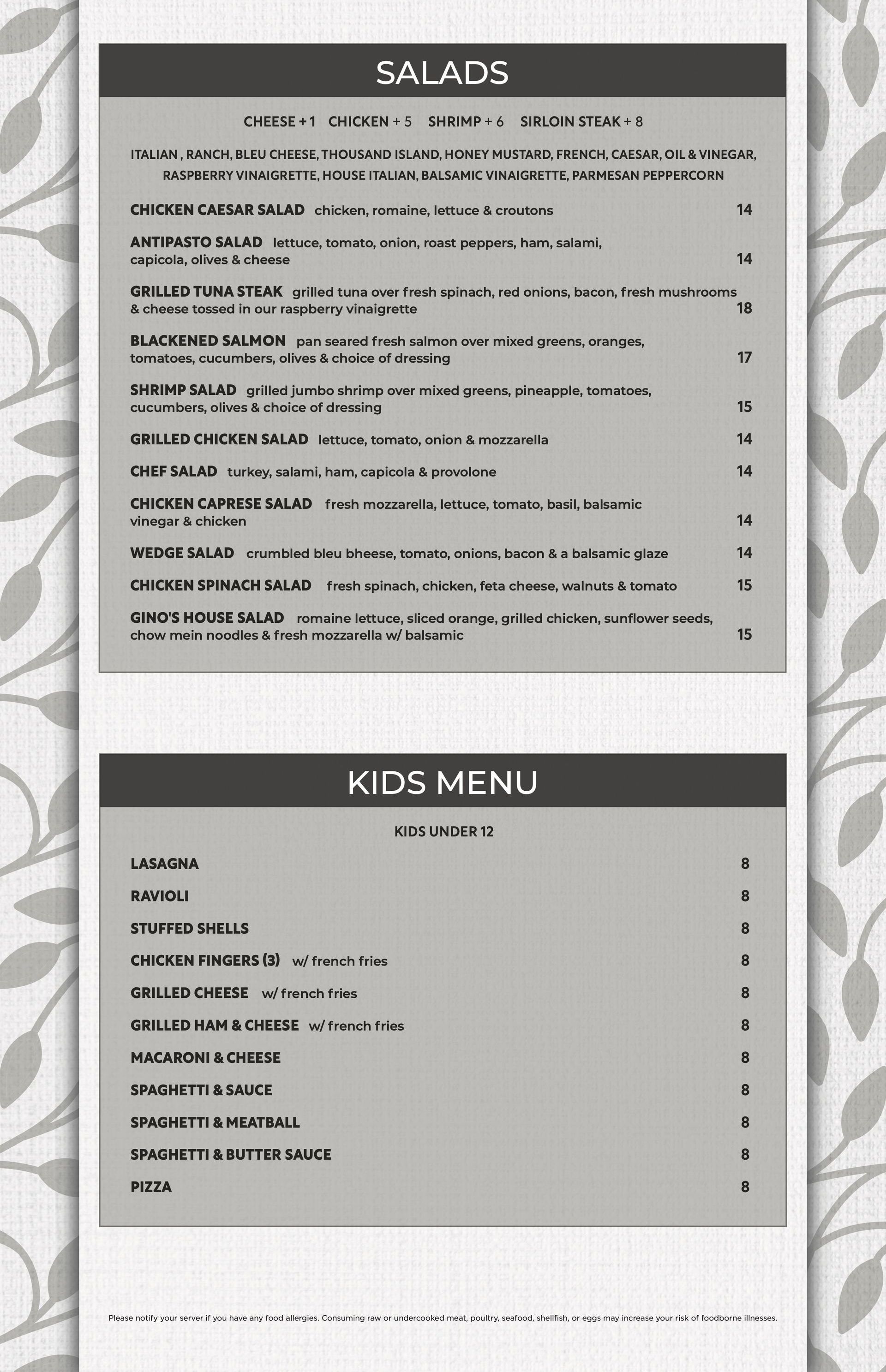 Menu Blue Marsh Italian Restaurant & Pizzeria Bernville, PA