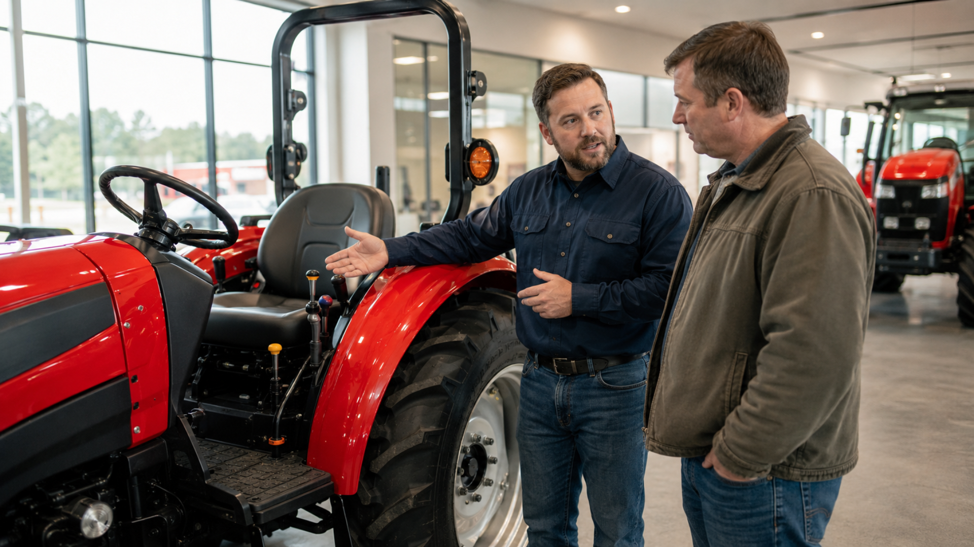 tractor sales expert helping first time buyer GA
