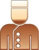 A brown icon of a man wearing a hat and a jacket.