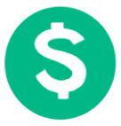 A dollar sign in a green circle on a white background.