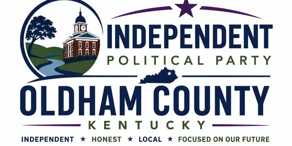 Independent Political Party Oldham County Kentucky logo with courthouse, tree, and stars