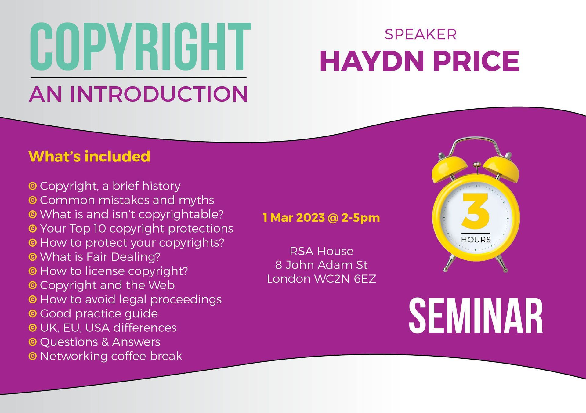 Haydn Price RSA Royal Society of Arts copyright seminar