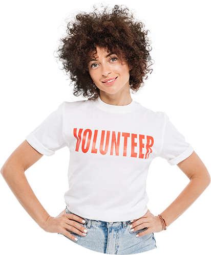 Woman with curly hair in a