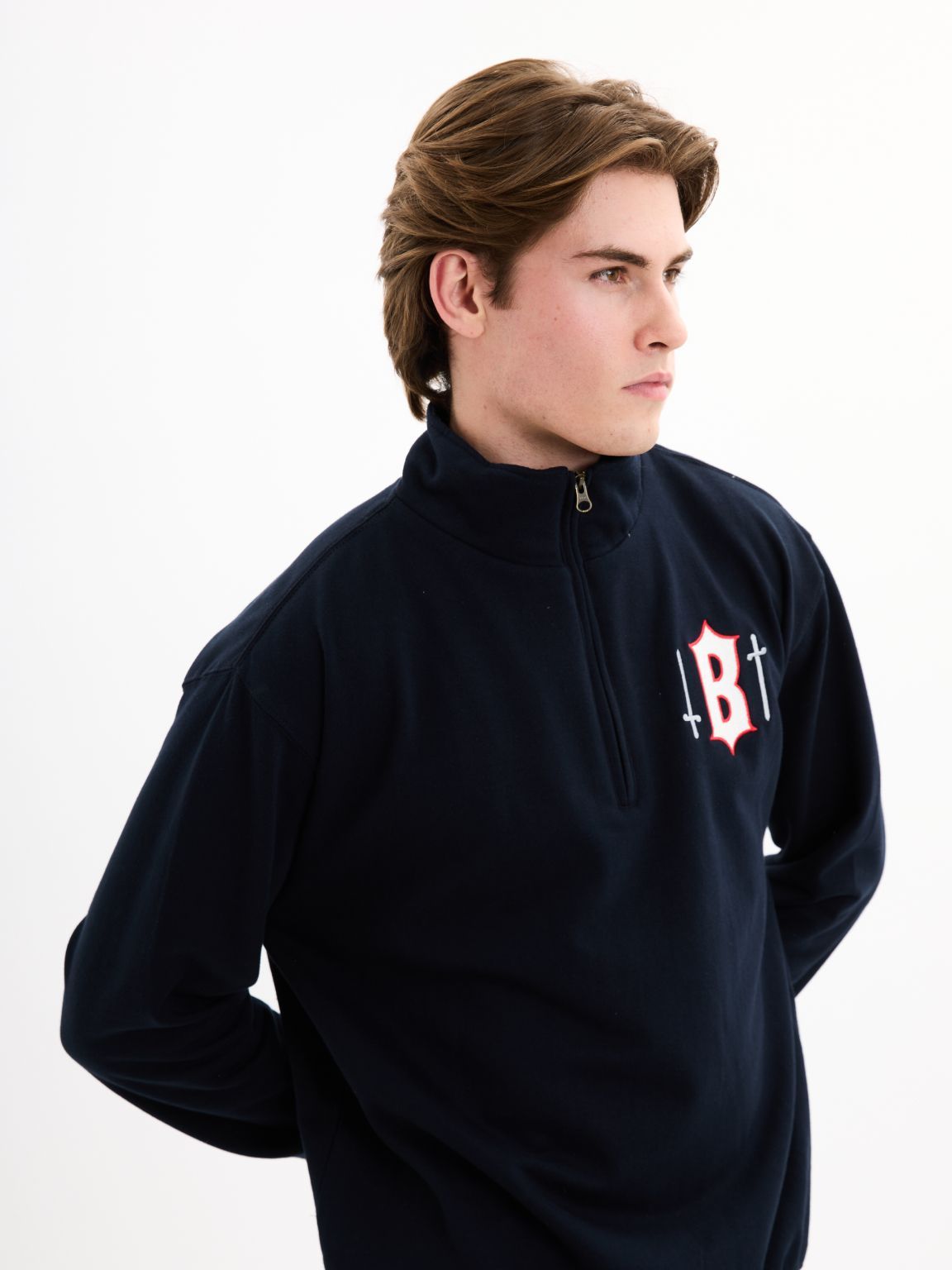Broncos 1/4 Cotton Zip Navy