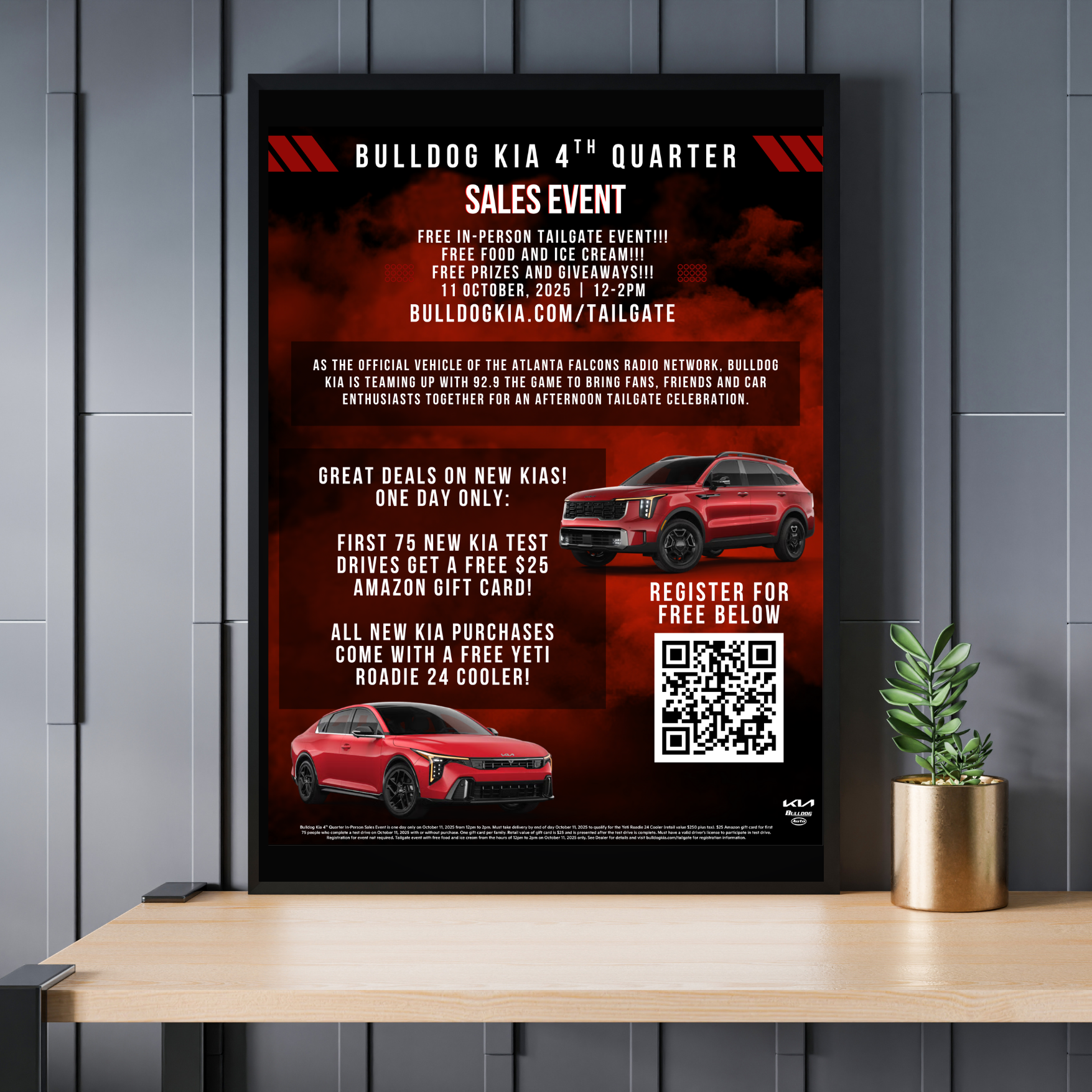 Bulldog Kia Athens Georgia Sales Event Poster created by Anastasia Roberts in Athens, GA
