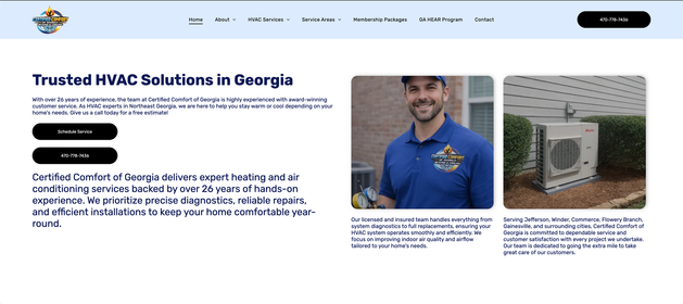 Certified Comfort of Georgia Website Image
