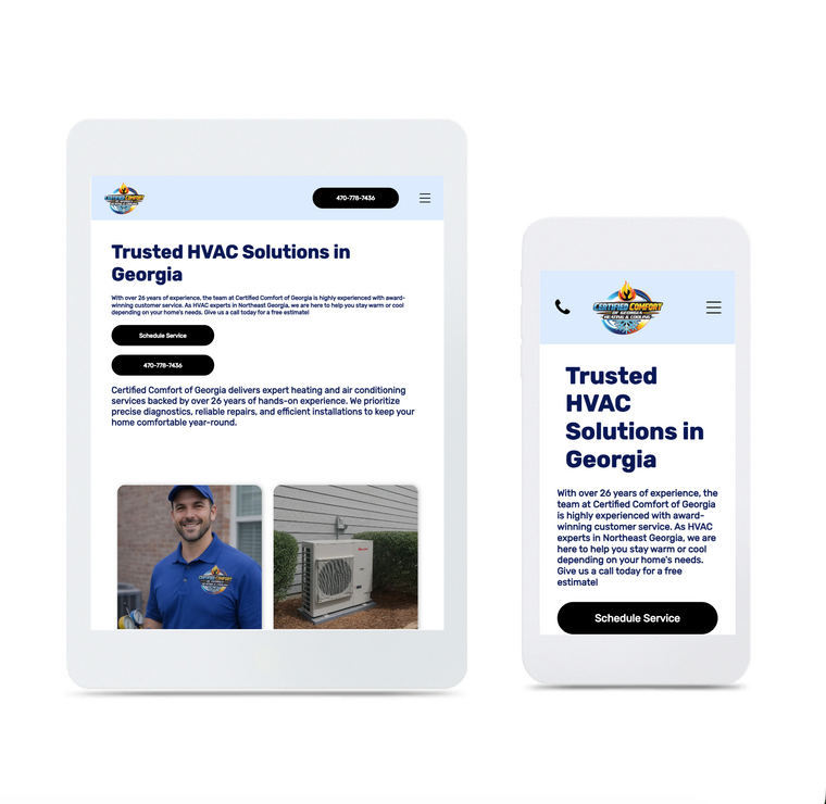 Certified Comfort of Georgia Website Built by Wilsona Marketing in Jefferson, GA and North GA