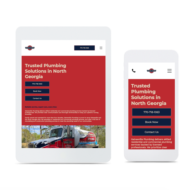Gainesville Plumbing Website Built by Wilsona Marketing in Gainesville, GA