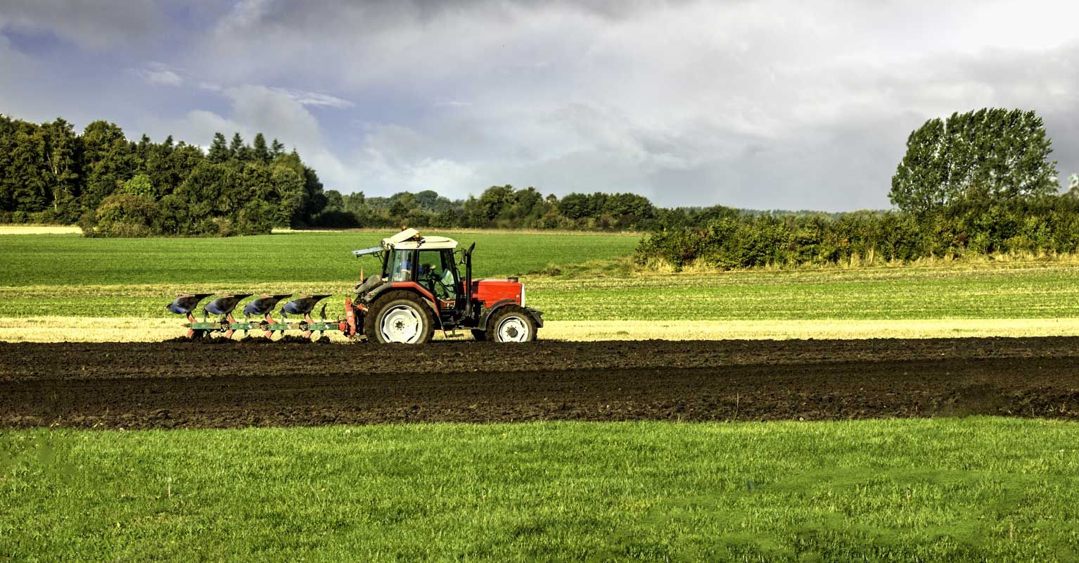 A tractor on a farm