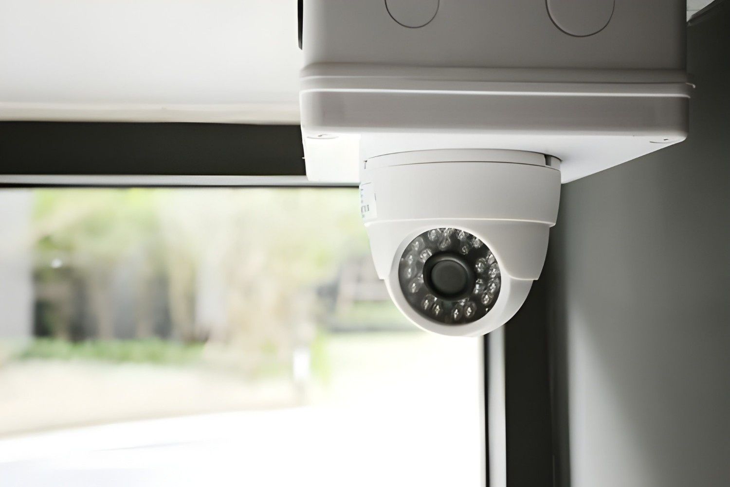 A White Security Camera Mounted on a Gray Wall — McGrath Electrical & Data in South Grafton, NSW