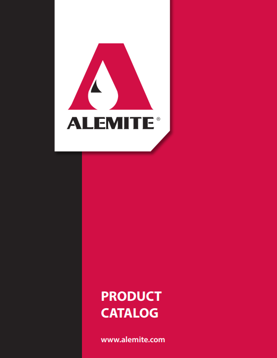 A red and black alemite product catalog
