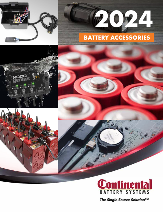 A brochure for continental battery systems shows a bunch of battery accesories