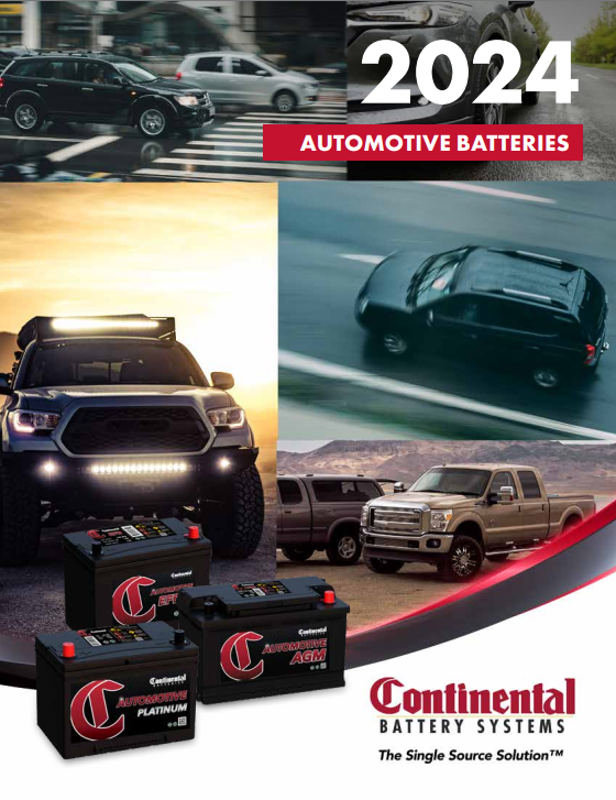 A brochure for continental battery systems automotive batteries for 2024