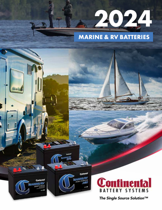 A brochure for continental marine and rv batteries
