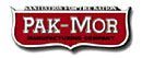 A red and white sign that says pak-mor on it.