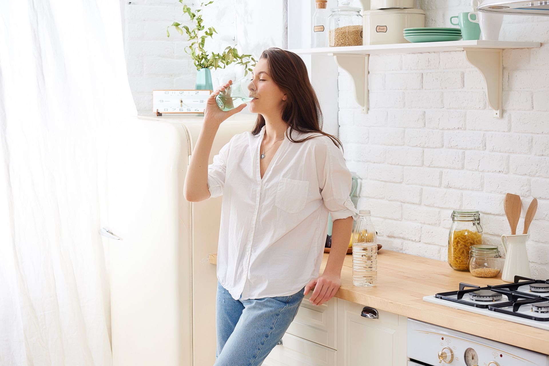 Woman drinking clean water