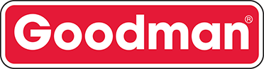 Goodman logo in white text on a red rounded rectangle background