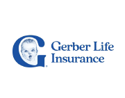 Gerber Life Insurance logo with blue baby profile and text on white background