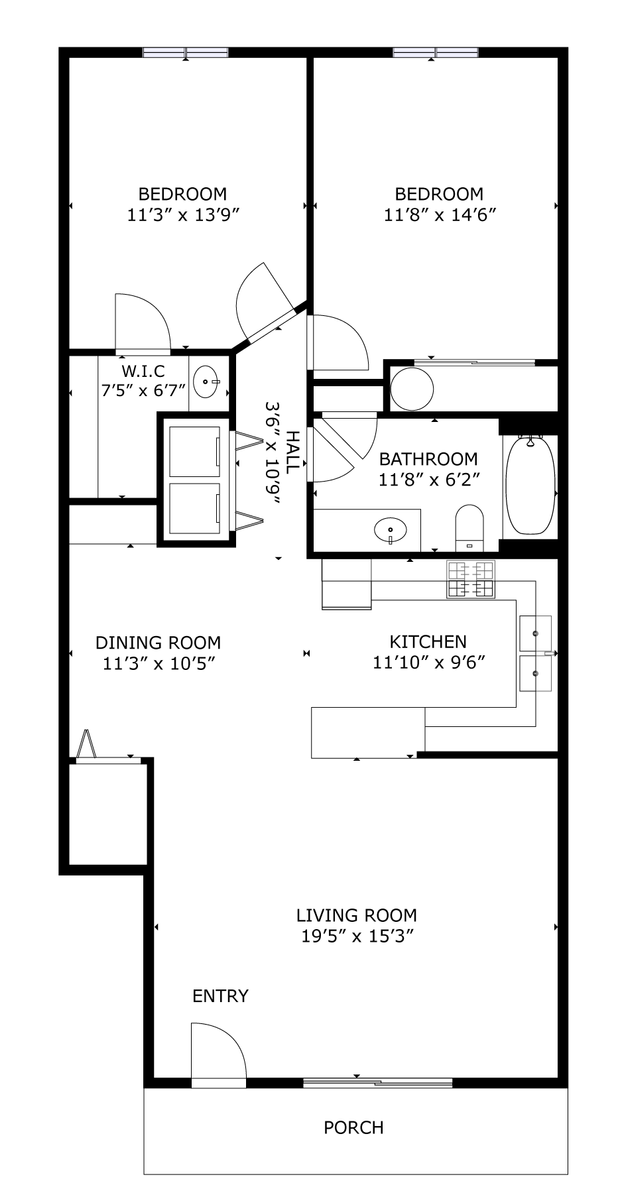 Emerald Park VIllas, 2 Bed, 1 Bath Floor Plans