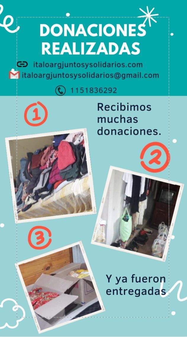 Italo Argentina juntos y solidarios, donaciones