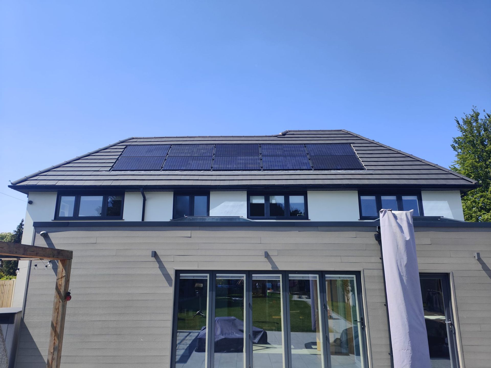 House with inset solar panels