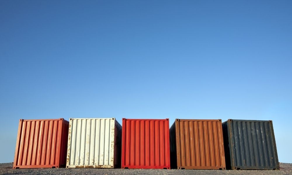 Shipping Containers 5 shipping containers next to each other outside