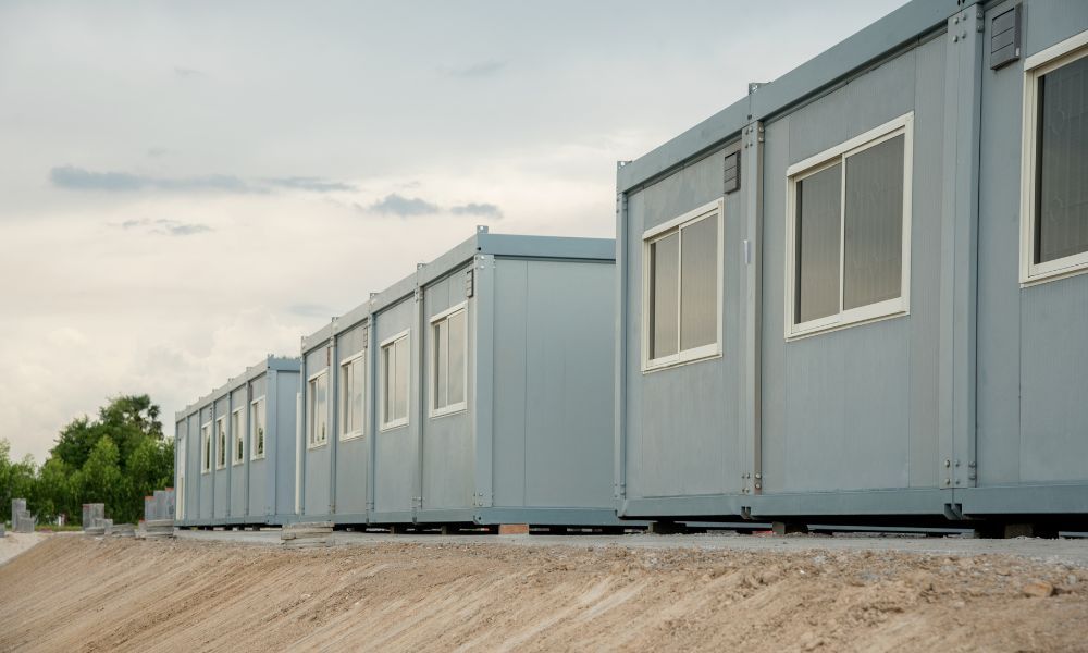 shipping containers on newly renovated land