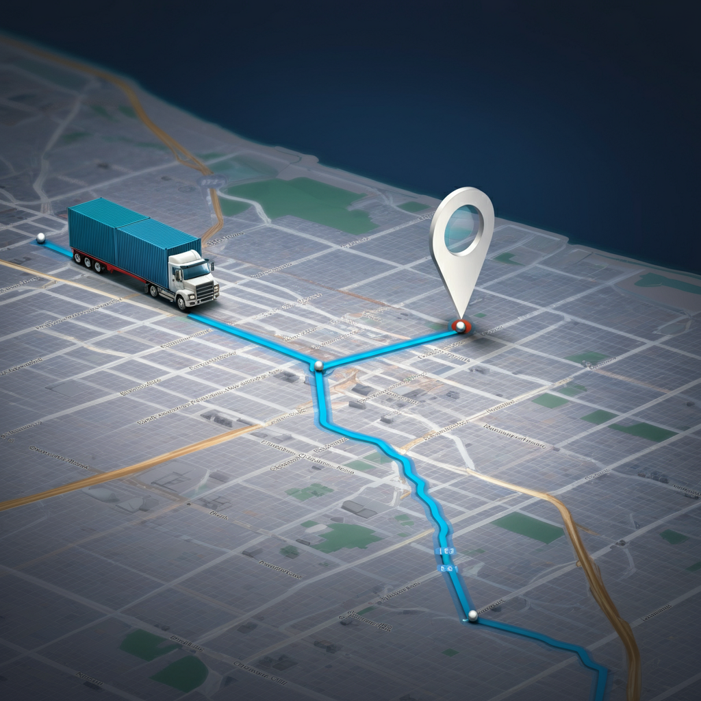 Shipping Container Delivery on map of Chicago, IL
