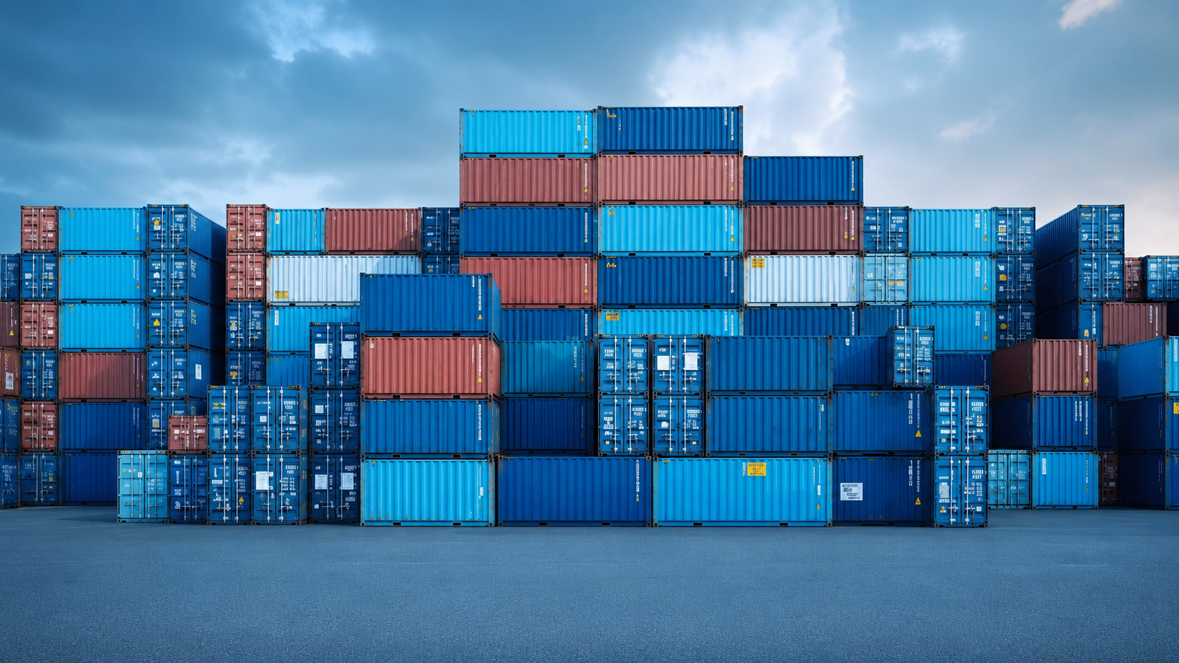 inspector wearing safety hat walking through shipping container yard