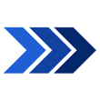 Blue and red heart-shaped graphic; each side has stylized strokes converging at the top, suggesting unity.