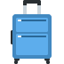 Blue rolling suitcase with an extended handle