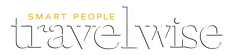 Logo for Smart People Travelwise in light gray and gold text.