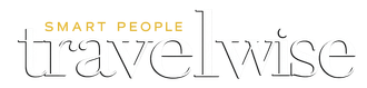 Logo for Smart People Travelwise in light gray and gold text.