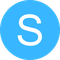 A blue circle with a white letter s inside of it