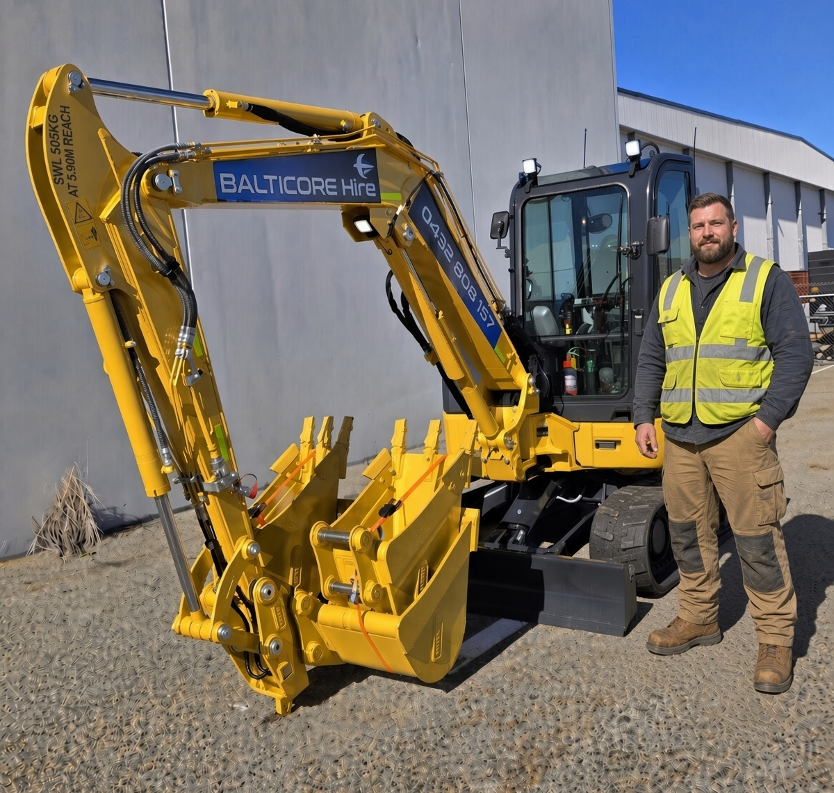 Komatsu PC55MR-5 cabin excavator with operator for wet hire and dry hire in Perth