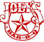 Joey's Bar-B-Q logo: Red text and horseshoe design with a star in the center.