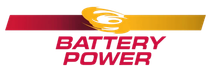 Battery Power logo in red and orange with a white swirl icon