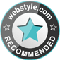 Webstyle.com recommended badge with teal star in gray circle