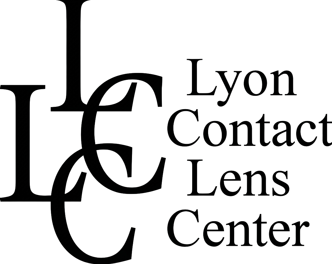 Lyon Contact Lens Center logo in black text and overlapping L C letters on white background