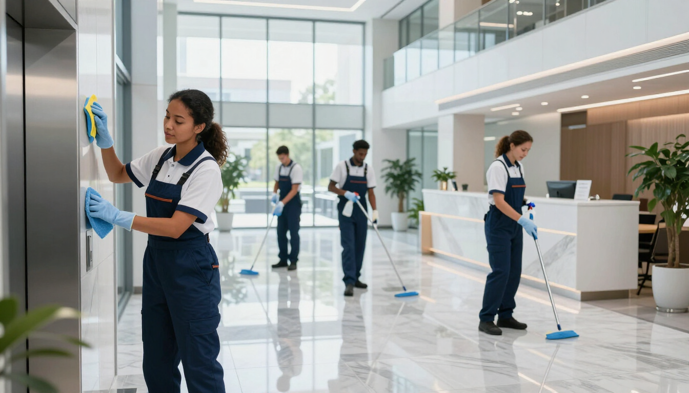 Janitorial supervisor reviewing a facility cleaning checklist