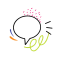 Outline of speech bubble with green squiggle lines
