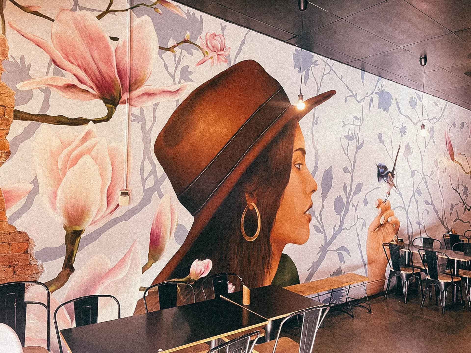 Beautiful painting inside the cafe in Cessnock