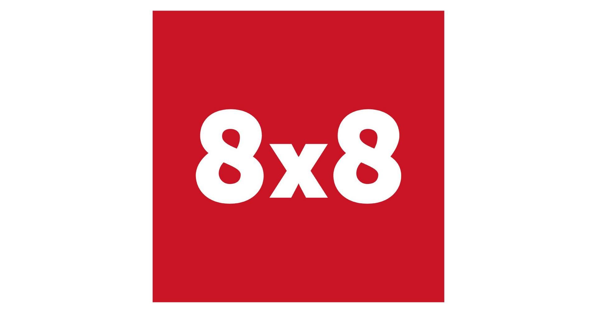 White 8x8 text on a red square logo
