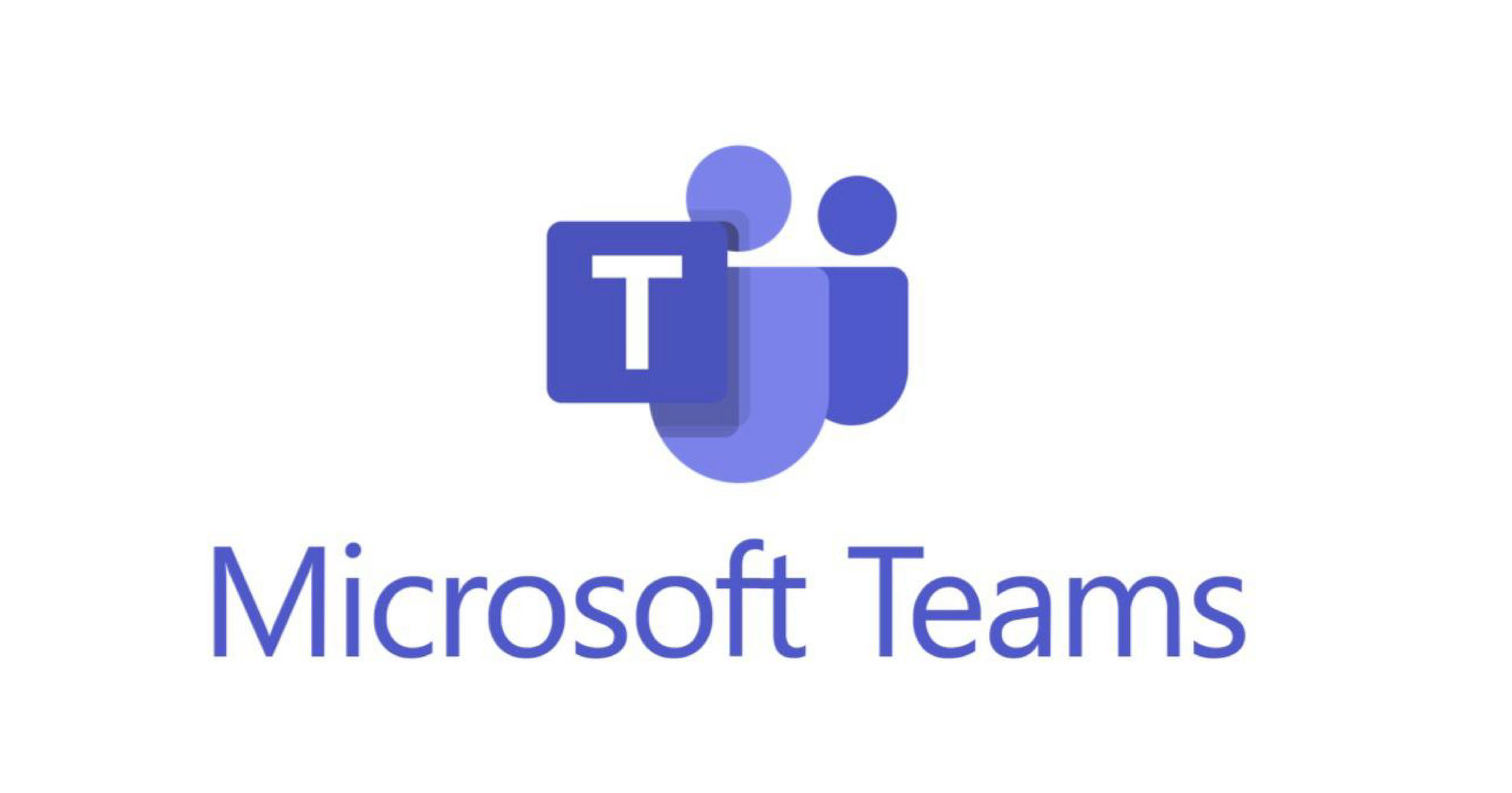 Microsoft Teams logo with purple icon and text on a white background