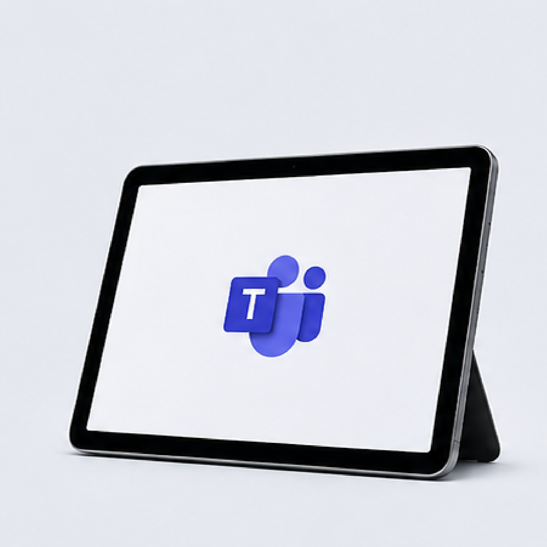 Microsoft Teams logo on a tablet screen on a white background