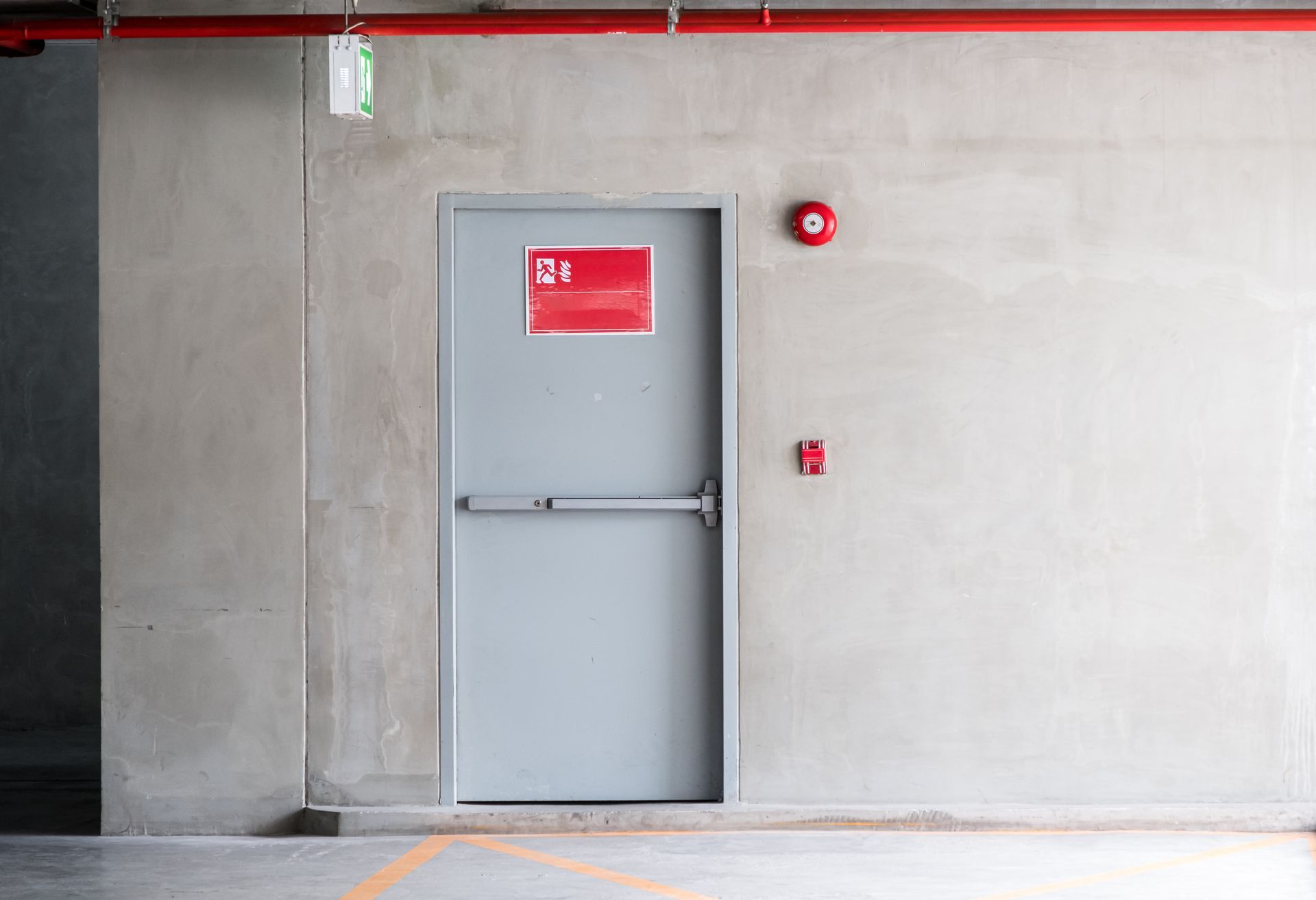 Fire door in concrete wall
