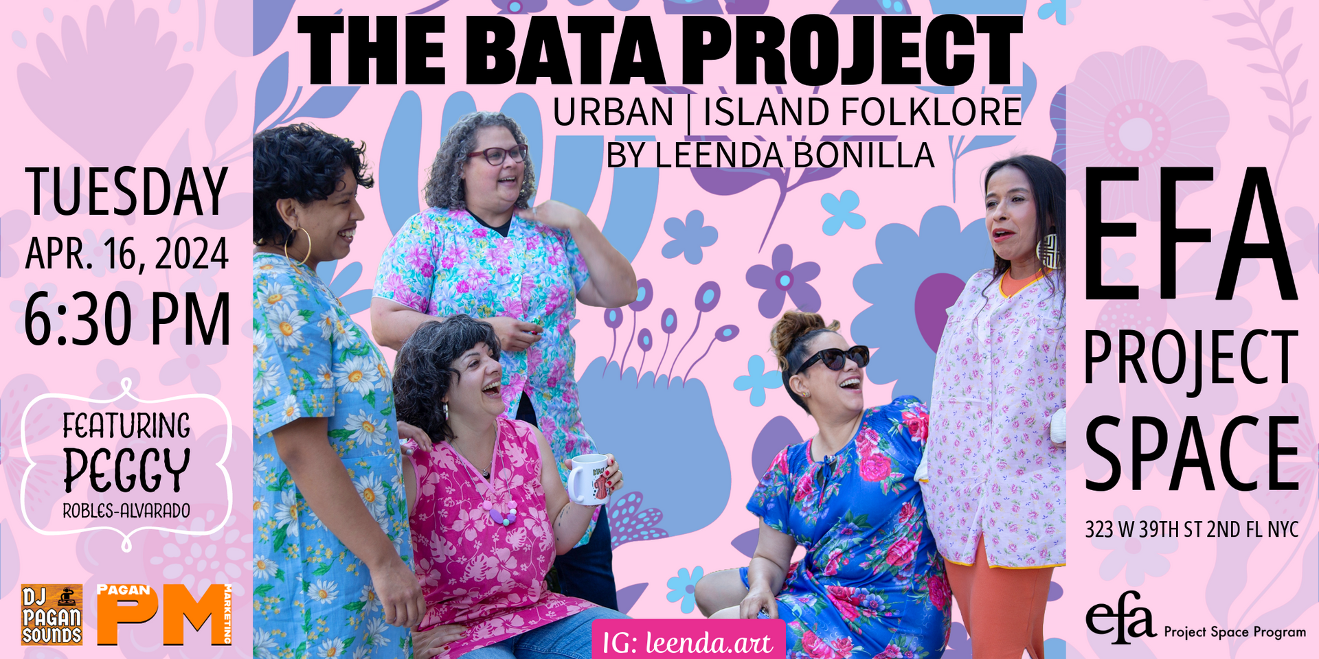 a poster for the bata project featuring peggy and efa project space