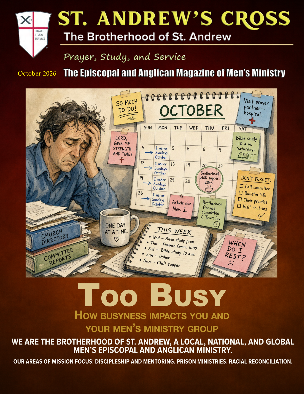 Brochure cover: Man with calendar