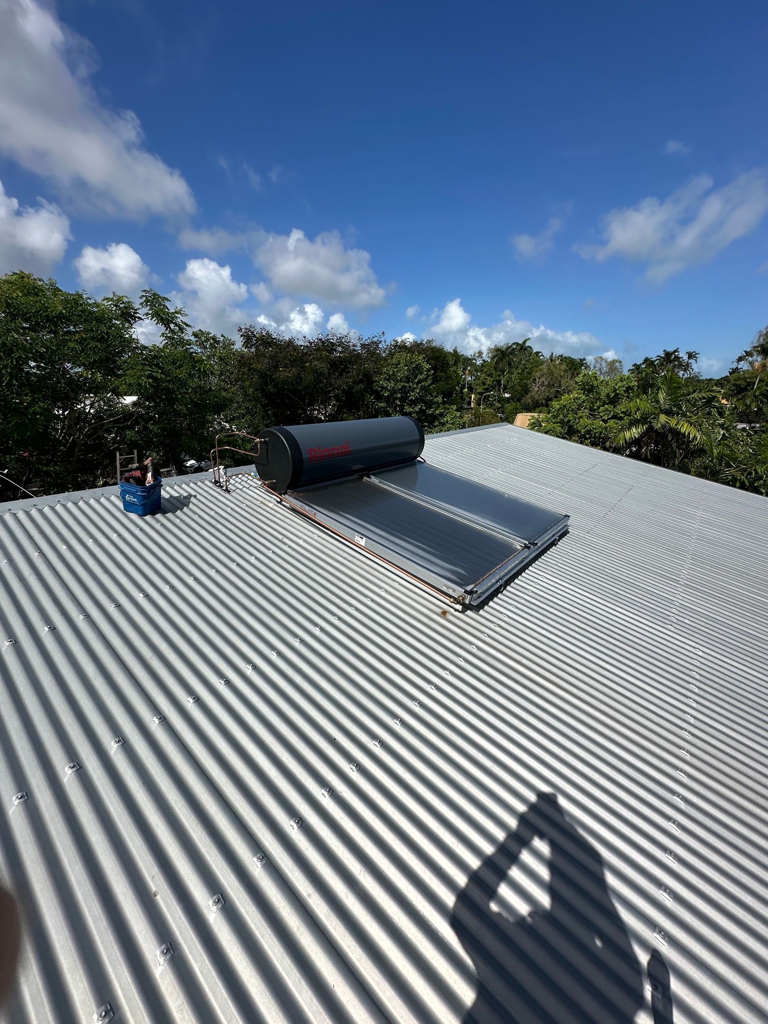 Hot water unit on a roof
