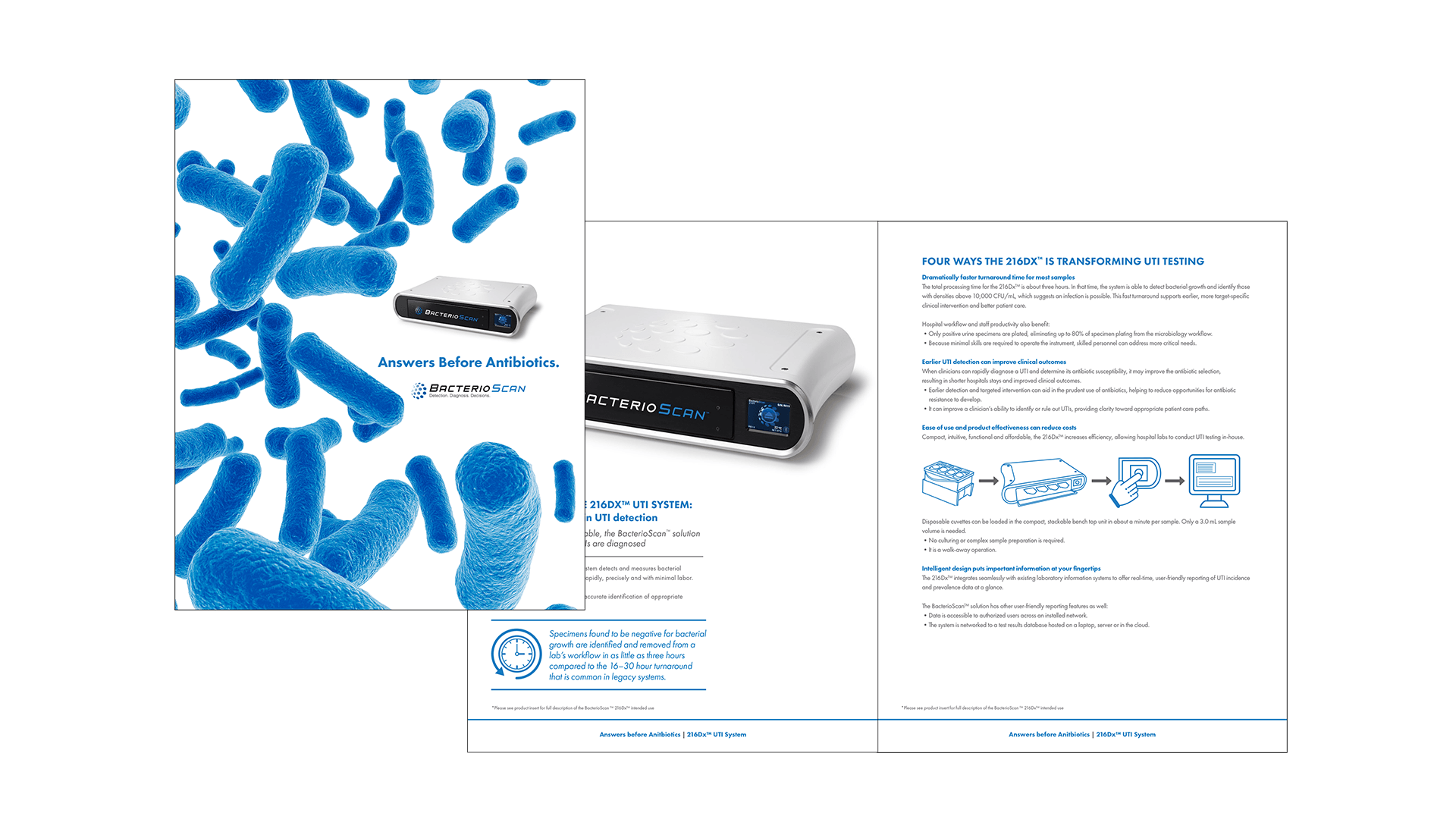 A brochure for a device with a picture of bacteria on it.